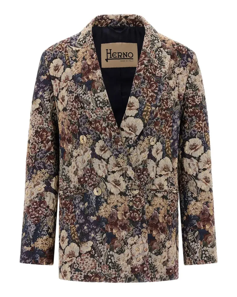 Herno Jacquard-Blazer mit Blumenmotiv - Blau Blau