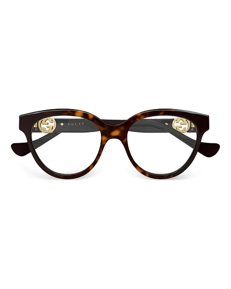 Gucci Runde Brille in Schildpattoptik - Braun Braun