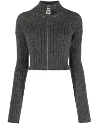 Alessandra Rich Cardigan mit Nieten Grau