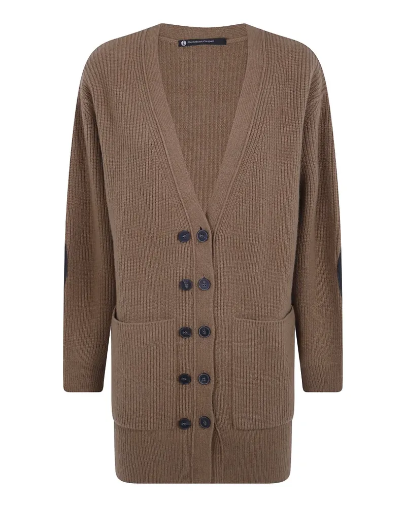 Pier Antonio Gaspari Doppelreihiger Cardigan mit Ellenbogen-Patches - Braun Braun