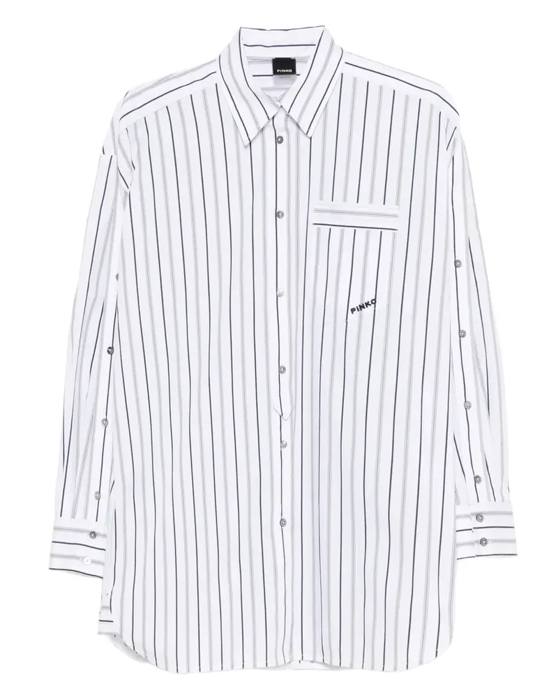 Pinko Gestreiftes Hemd mit Tasche - Weiß Weiß