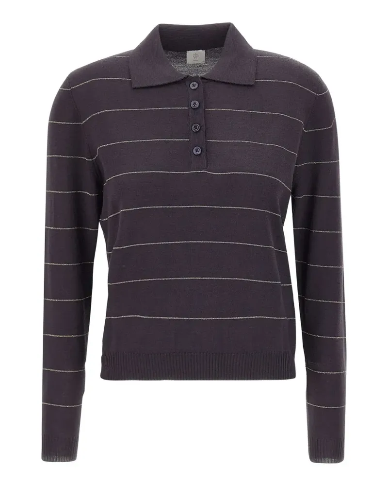 Eleventy Gestreiftes Poloshirt - Grau Grau
