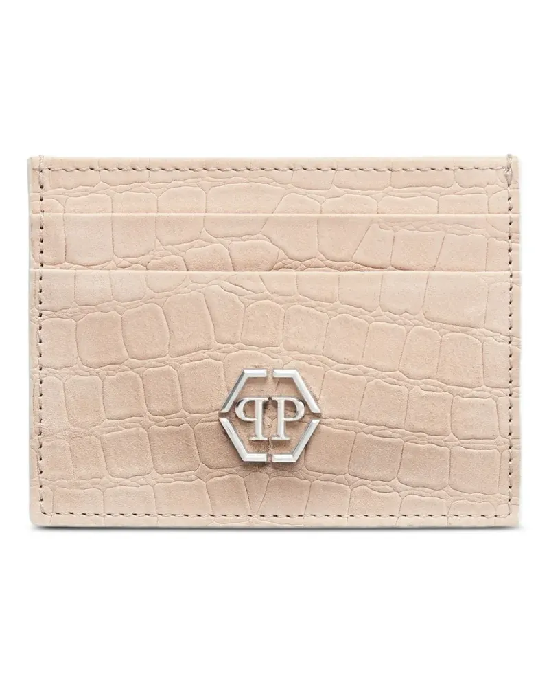 Philipp Plein Kartenetui mit Kroko-Print - Nude Nude