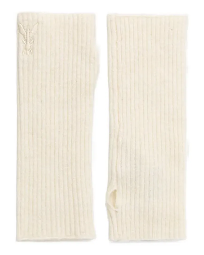 Patrizia Pepe ribbed-knit Fly-embroidered fingerless gloves - Nude Nude