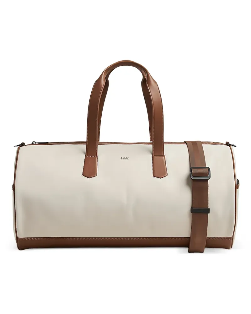 HUGO BOSS leather-trim holdall bag - Nude Nude