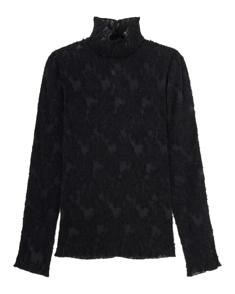 Ganni Rollkragenpullover aus schwarzem Fil Coupe Schwarz
