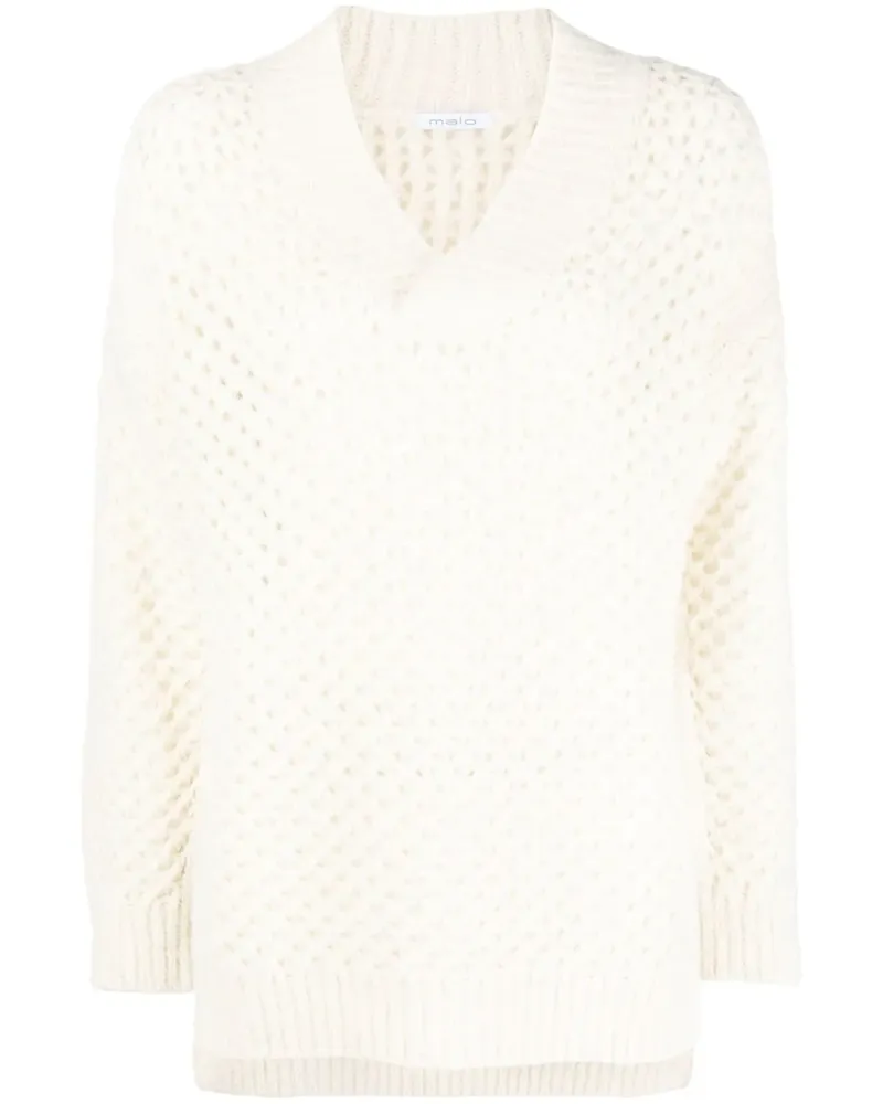 Malo Pullover mit Lochstrickmuster - Nude Nude