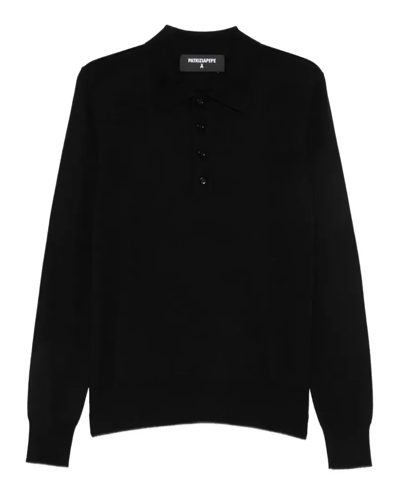 Patrizia Pepe Langärmeliges Poloshirt - Schwarz Schwarz