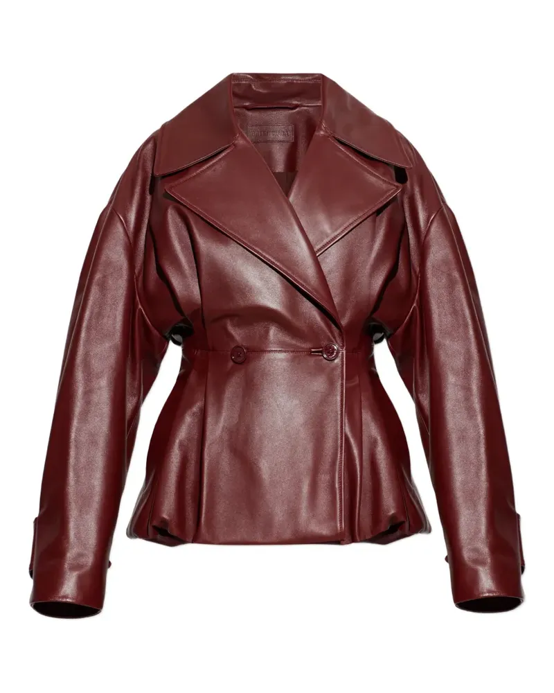 Balenciaga Folded long-sleeve leather jacket - Rot Rot