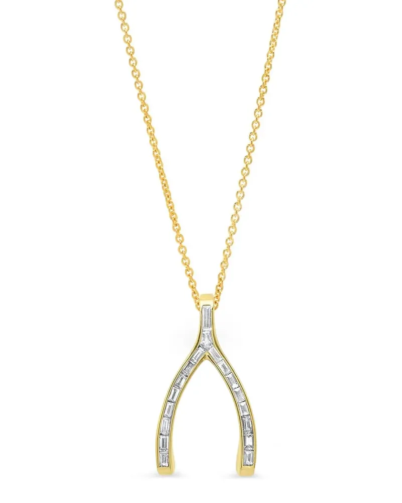 Jennifer Meyer large wishbone-charm diamond necklace - Gold Gold