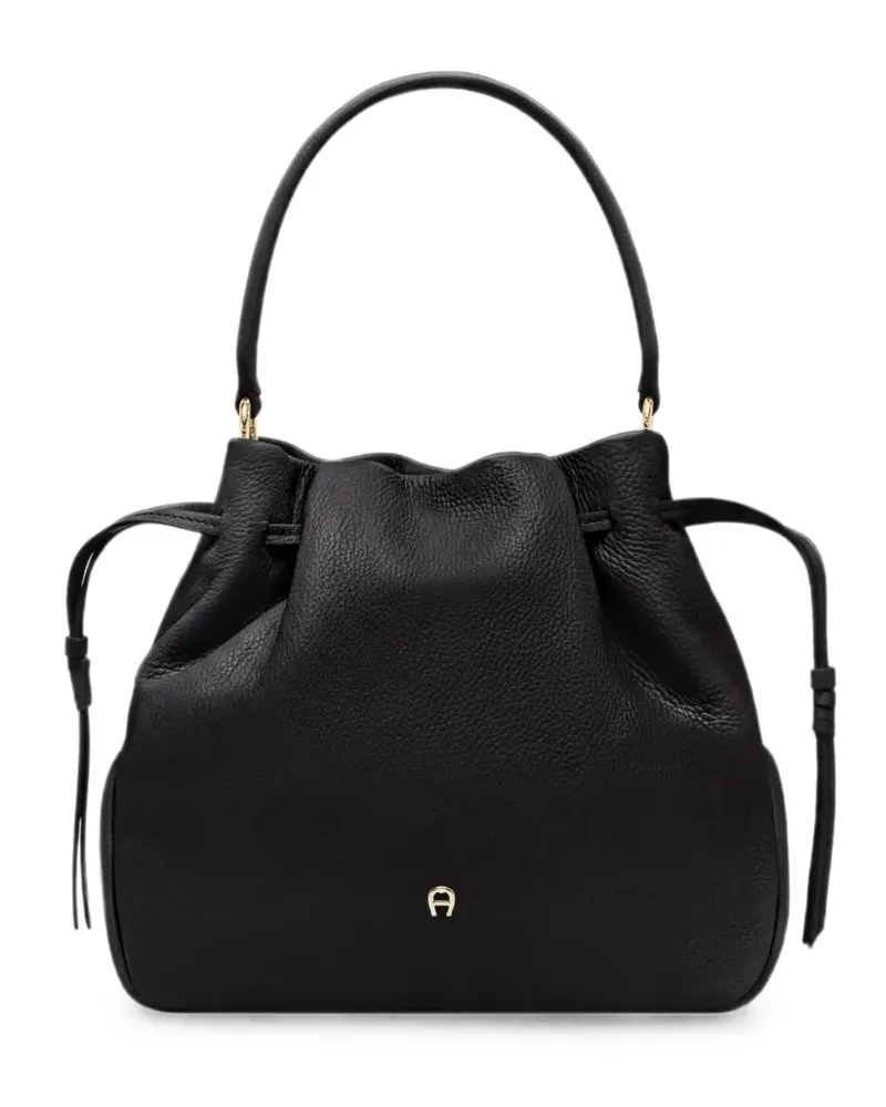 Aigner Mittelgroße Paola Beuteltasche mit Kordelzug - Schwarz Schwarz