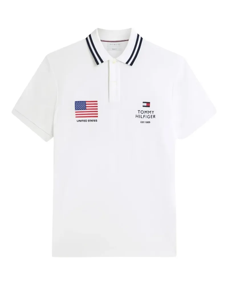 Tommy Hilfiger logo-embroidered tipped polo shirt - Weiß Weiß