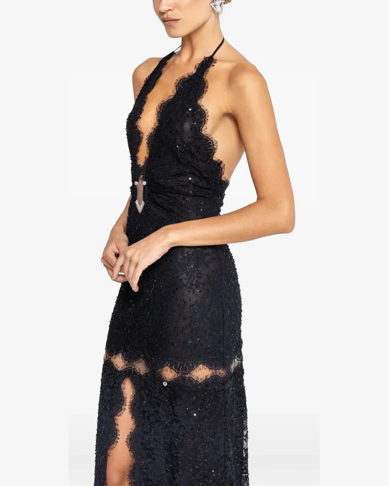 NISSA beaded lace maxi dress - Schwarz Schwarz