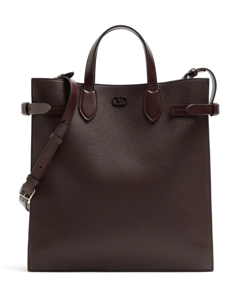 Valentino Garavani Antibes medium shopping bag in grained leather - Braun Braun