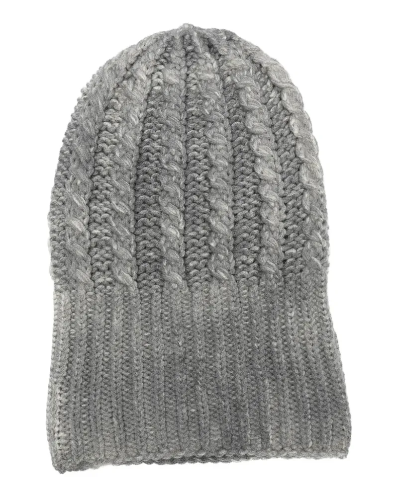 Avant Toi Beanie mit Zopfmuster und geripptem Besatz - Grau Grau