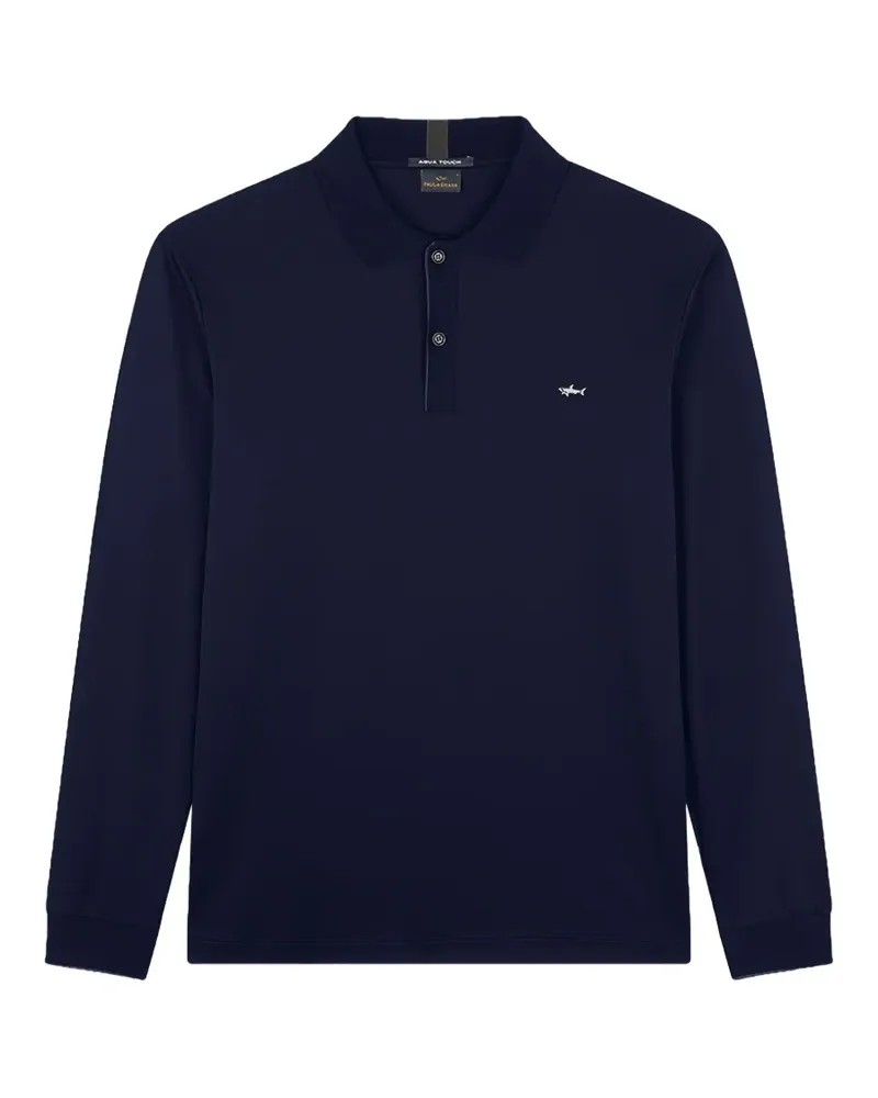 Paul & Shark logo-patch long-sleeve polo shirt - Blau Blau