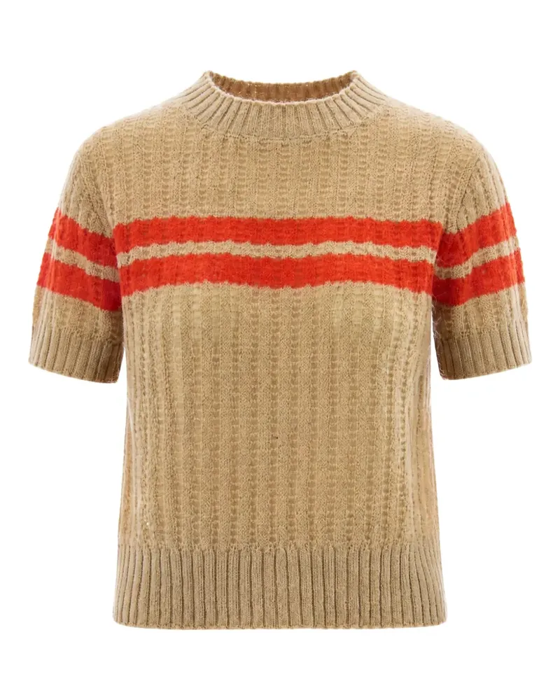 Patrizia Pepe stripe-detail cable-knit sweater - Nude Nude