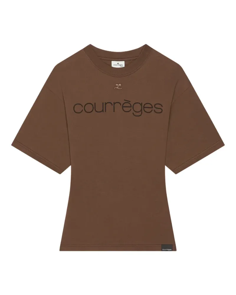 Courrèges T-Shirt mit Logo-Print - Braun Braun