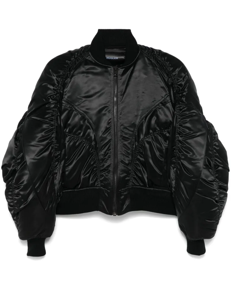 Thierry Mugler Bomberjacke aus Satin - Schwarz Schwarz
