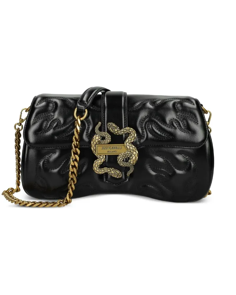 Just Cavalli Gesteppte Schultertasche mit Schlangen-Schnalle - Schwarz Schwarz