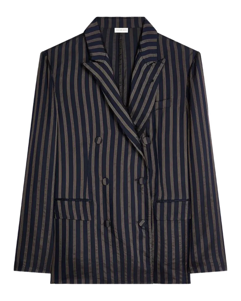 Dries van Noten Doppelreihiges Sakko mit Streifen - Blau Blau
