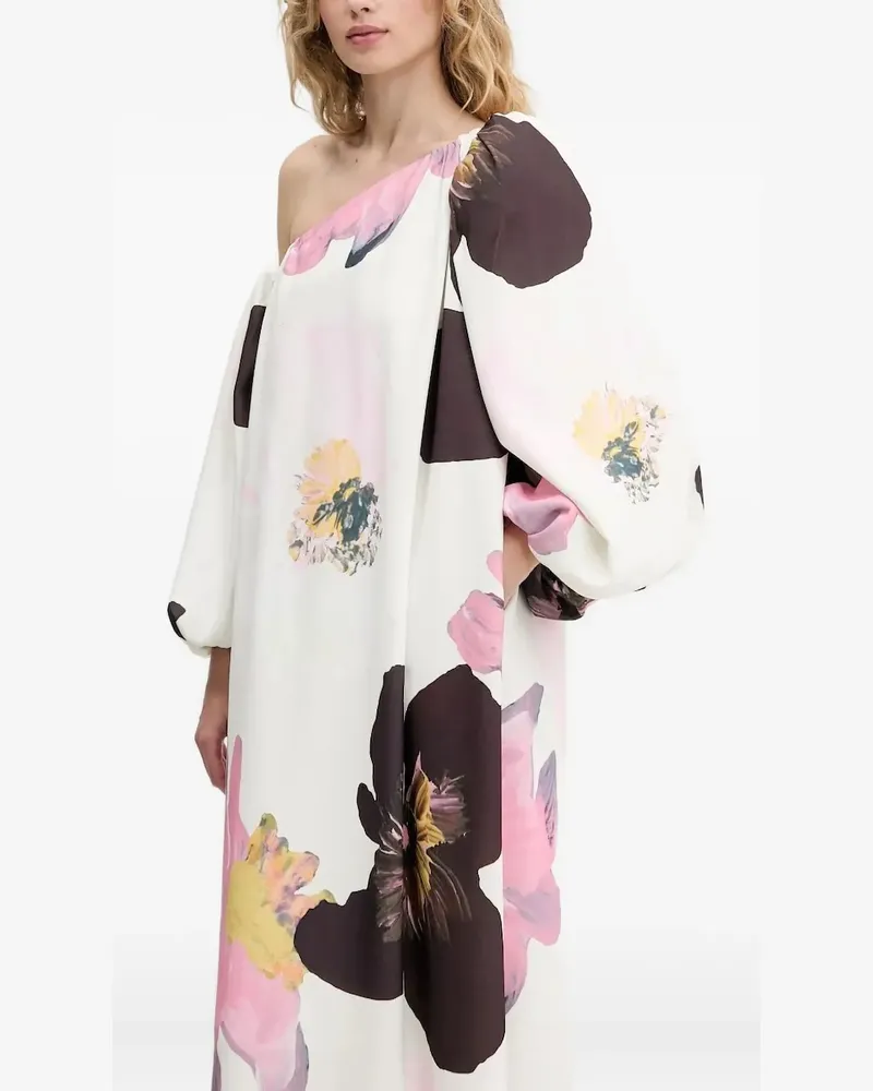 Stine Goya Schulterfreies Kleid mit Blumen-Print - Weiß Weiß