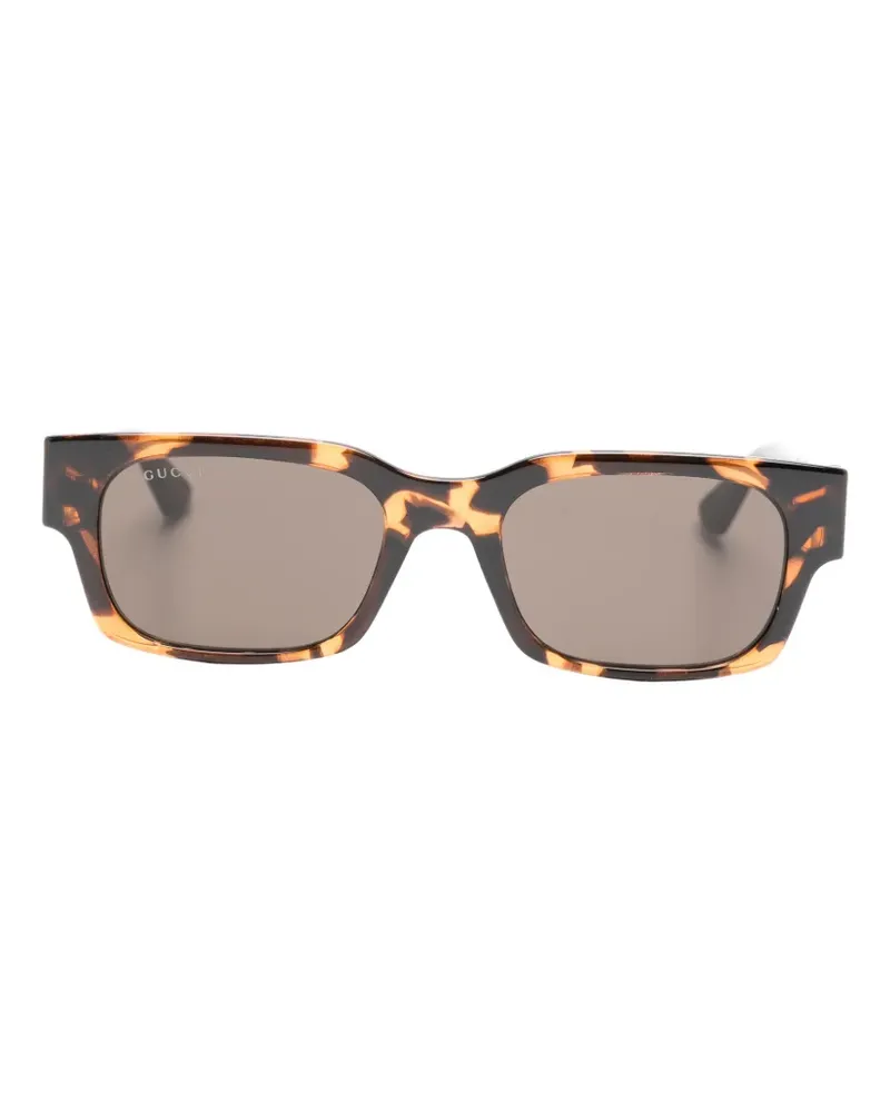 Gucci tortoiseshell-effect rectangle-frame sunglasses - Braun Braun