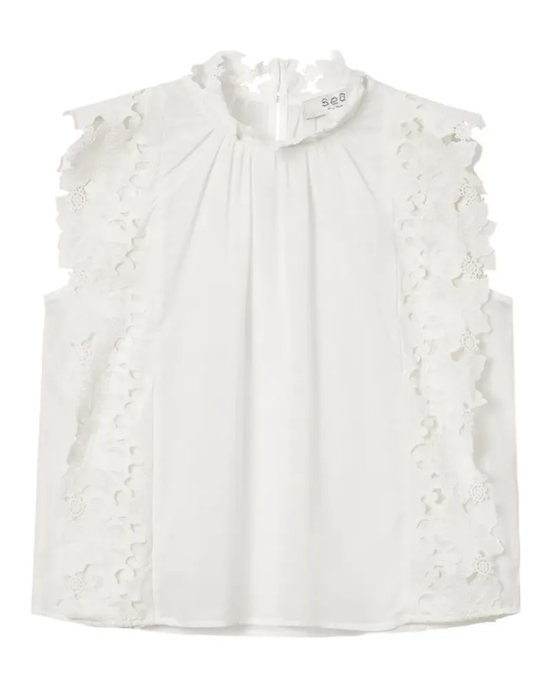 Sea Eleannora guipure lace-trimmed sleeveless top - Weiß Weiß