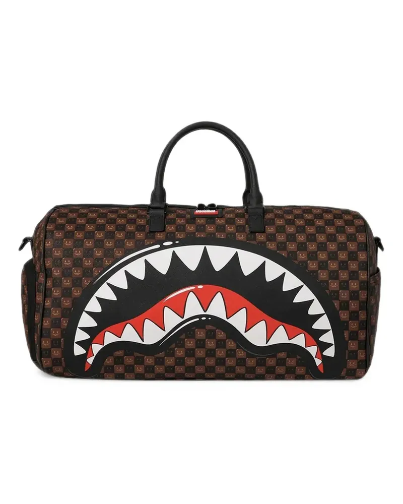 Sprayground Sharks in Paris Reisetasche mit Karomuster - Braun Braun