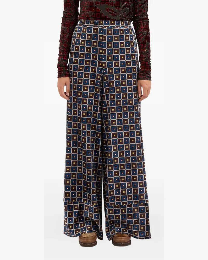 Pierre-Louis Mascia Samthose mit geometrischem Muster - Blau Blau