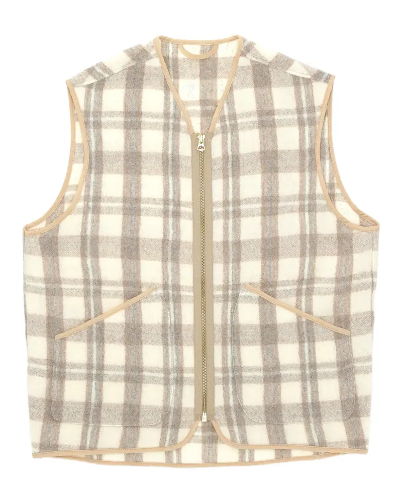 Fortela check-pattern zip-up gilet - Nude Nude