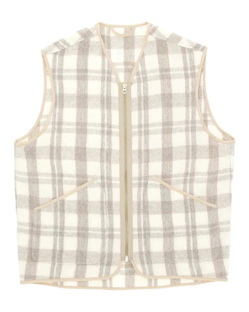 Fortela check-pattern zip-up gilet - Nude Nude