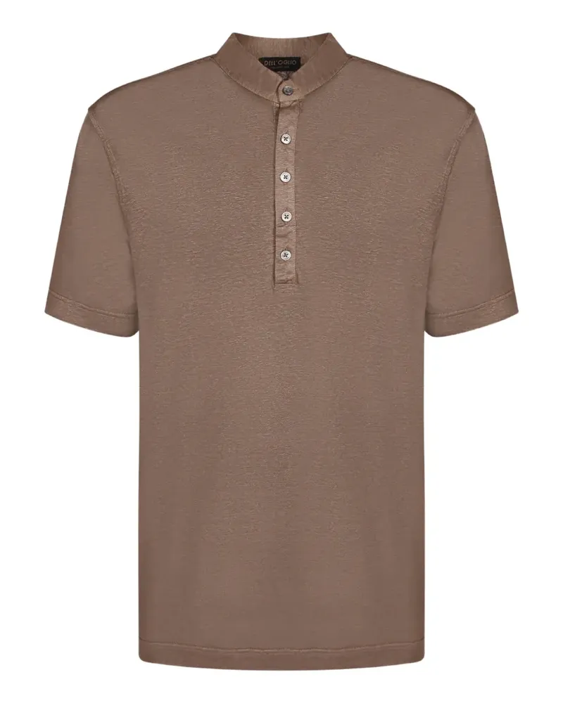 Dell'oglio Serafino Poloshirt aus Leinen mit Mandarinkragen - Braun Braun