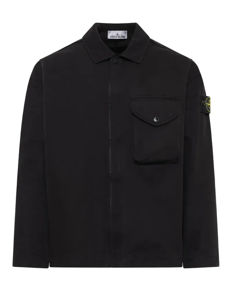 Stone Island 1200001 Twill-Hemd in Schwarz Schwarz