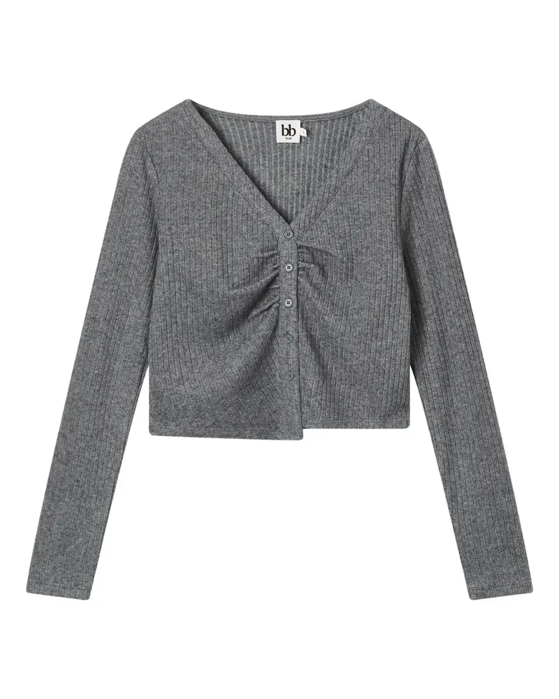 b+ab Gerippter Cardigan - Grau Grau