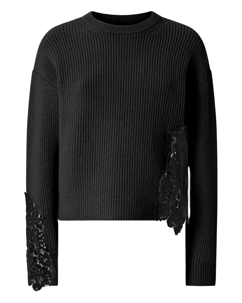 Pinko Gerippter Pullover mit Spitze - Schwarz Schwarz