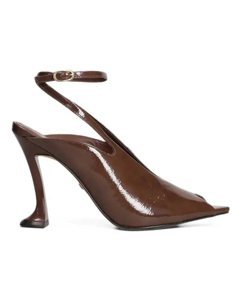 CARRANO Silhouette crinkled-finish peep-toe heeled sandals - Braun Braun