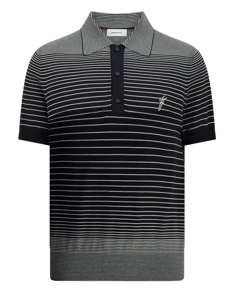 Ferragamo Gestreiftes Poloshirt - Schwarz Schwarz