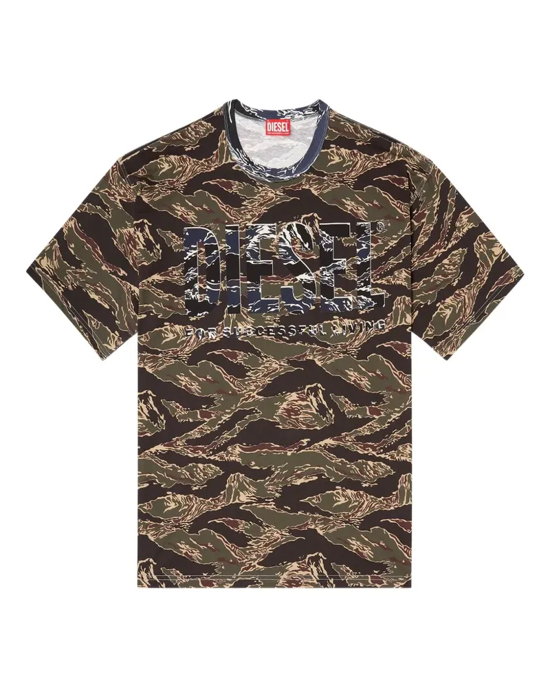 Diesel T-BOXT-T22 T-Shirt mit Tigerstreifen - Grün Grün