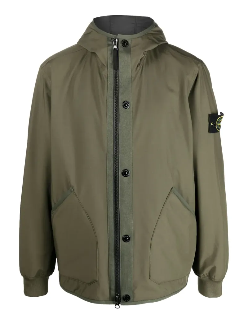 Stone Island Kapuzenjacke mit Kompass-Patch - Grün Grün