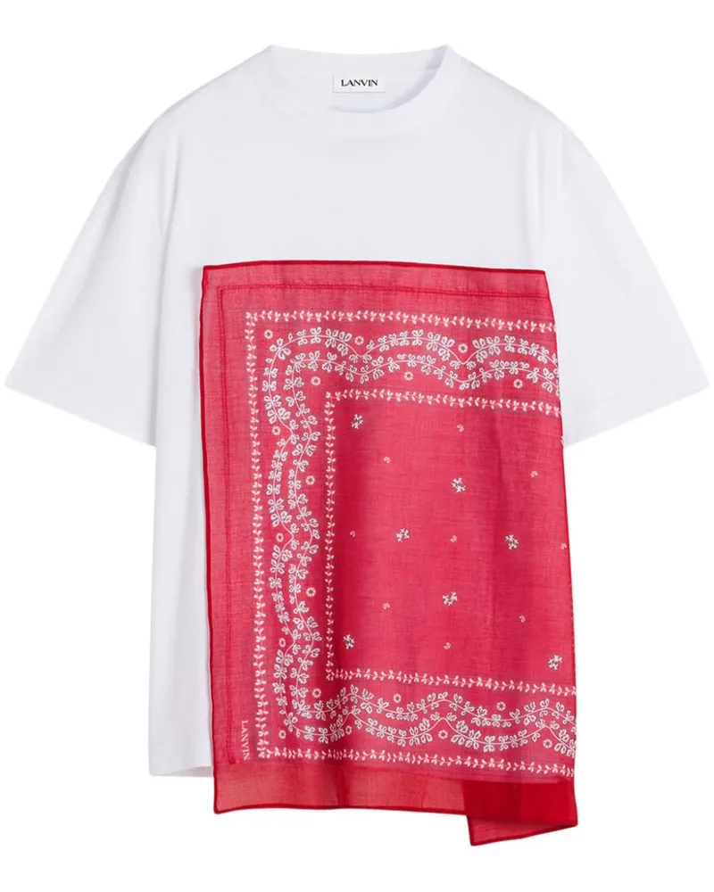 Lanvin T-Shirt mit Bandana-Einsatz - Weiß Weiß