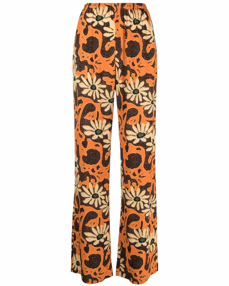Nanushka Weite Hose mit Blumenmuster - Orange Orange