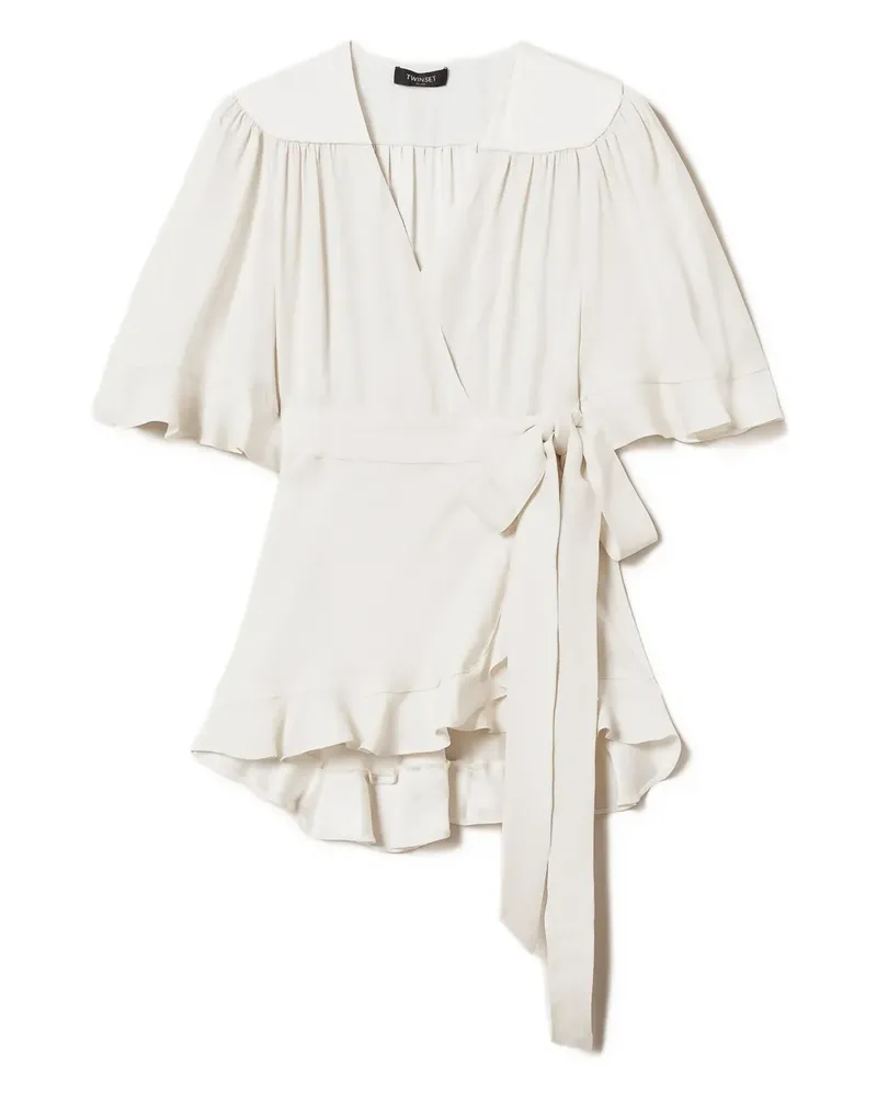 Twin-Set Wickelbluse mit Rüschen - Weiß Weiß