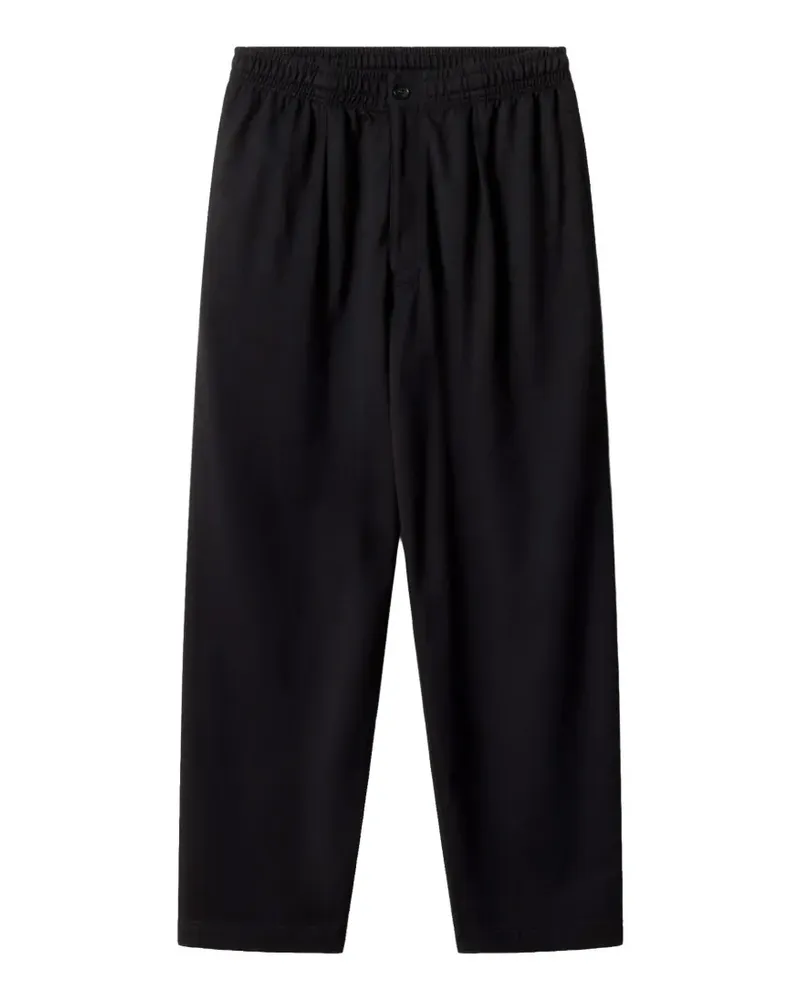 Kitsuné logo-embroidered pleated trousers - Schwarz Schwarz