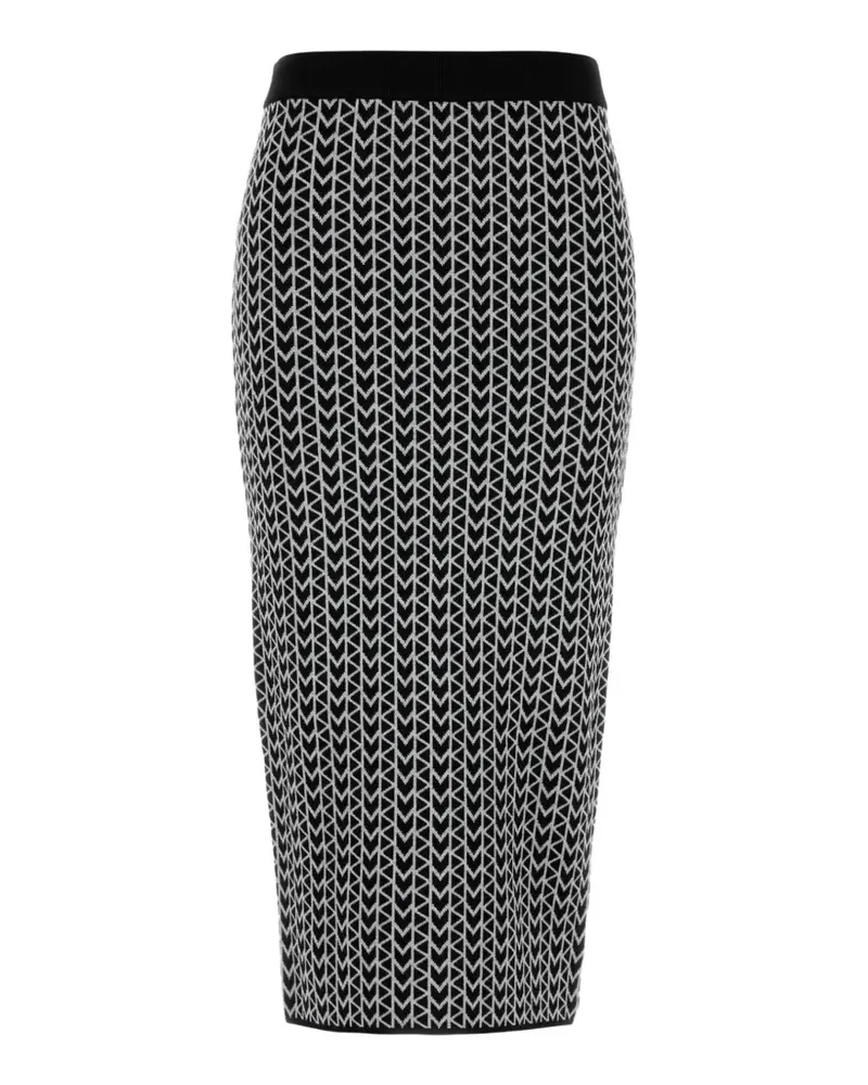 Michael Kors monogram-pattern midi skirt - Schwarz Schwarz
