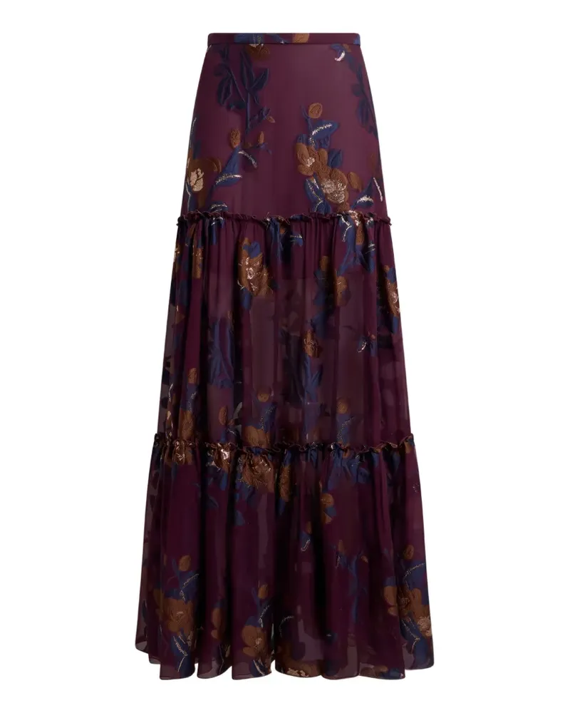 Etro silk-blend jacquard maxi skirt with fil coupé flowers - Violett Violett