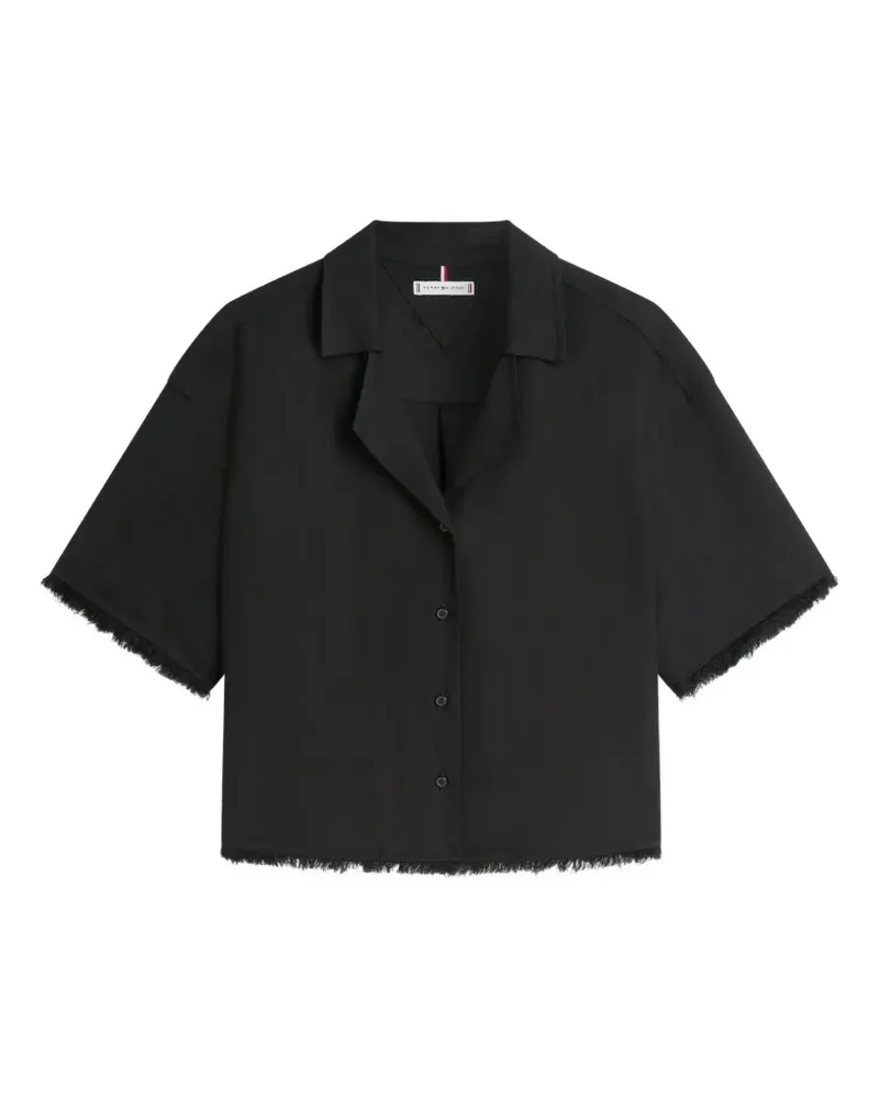 Tommy Hilfiger relaxed-fit frayed short-sleeve linen shirt - Schwarz Schwarz