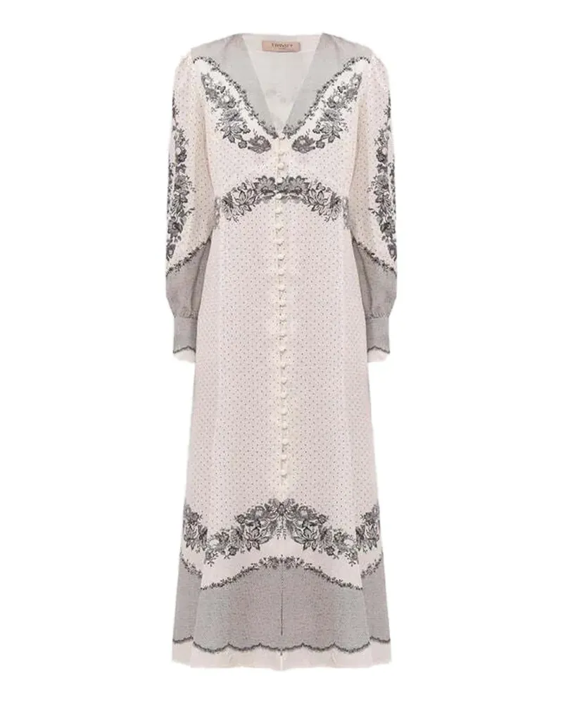 Twin-Set floral-print button-down midi dress - Weiß Weiß