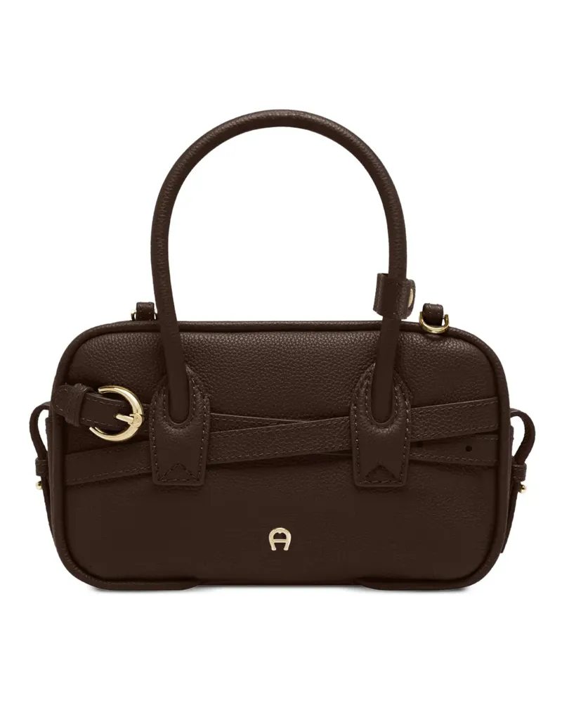 Aigner XS Whip Schultertasche aus gekörntem Leder - Braun Braun
