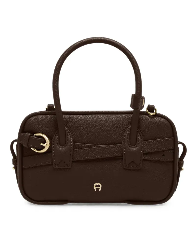 Aigner XS Whip Schultertasche aus gekörntem Leder - Braun Braun